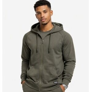 Saxx Down Time Hoodie Mens XL Gray Full Zip‎ Cargo Gray